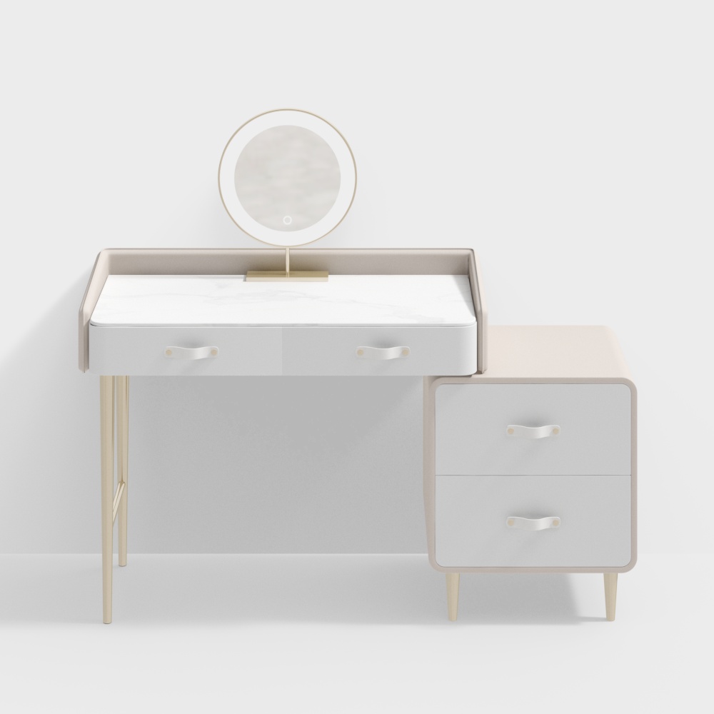 Modern Minimalist Vanity Table 3D Model – Marble Top Design