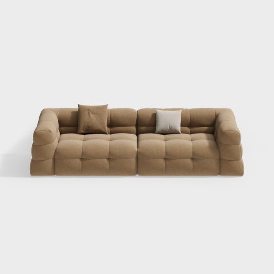 Chic Marshmallow Sofa 3D Model in Earth Color