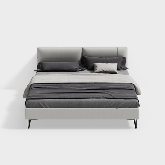Stylish Minimalist Bed 3D model for Modern Living