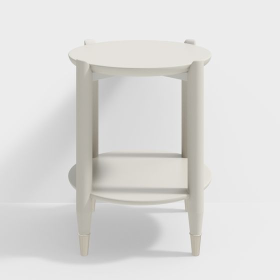 Modern Low-Polygon Round Side Table Cabinet 3D model