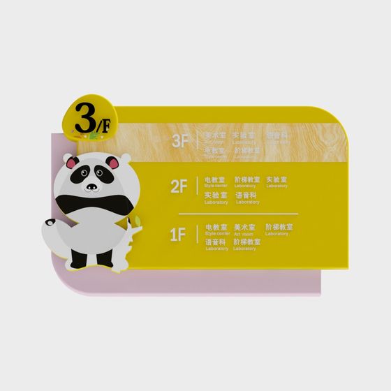 Charming Panda Floor Sign 3D model