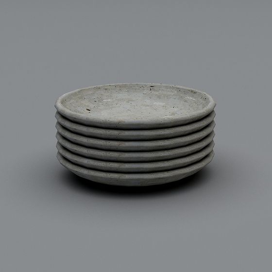 Vintage Ceramic Plate Stack 3D model