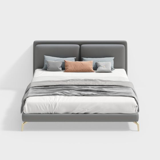 Stylish Minimalist Bed 3D Model