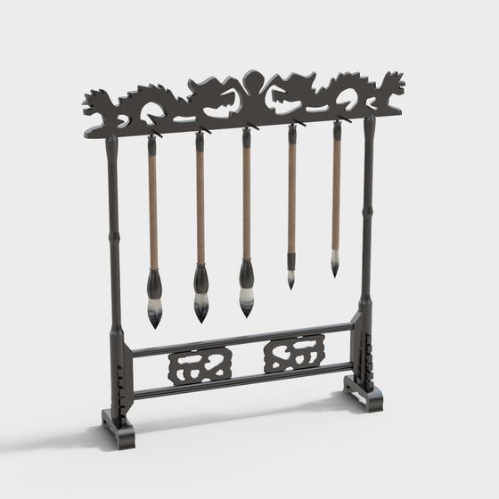 Elegant Chinese Ink Brush Holder 3D model