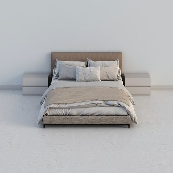 Gray Bed Set 3D Model for Stylish Bedrooms