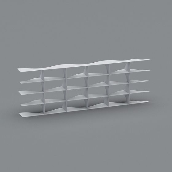 Stylish Wavy Bookshelf 3D model for Modern Interiors