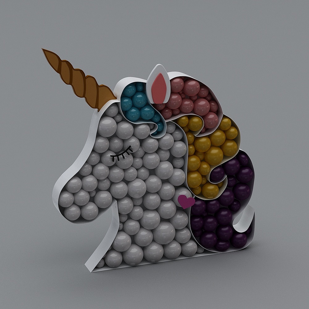 Rainbow Unicorn Low Poly 3D model