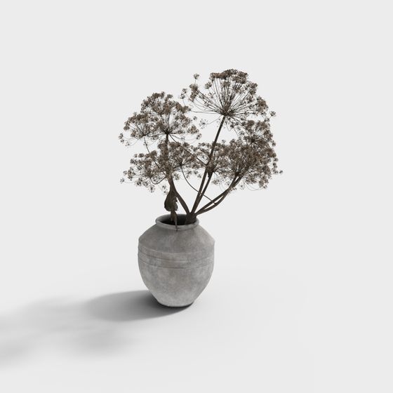 Dry Flower Potting 3D Model for Creative Spaces