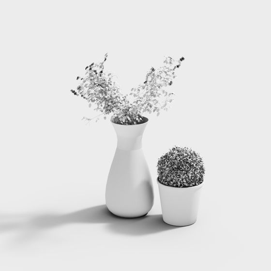 Low Poly Vase and Potted Plant 3D model