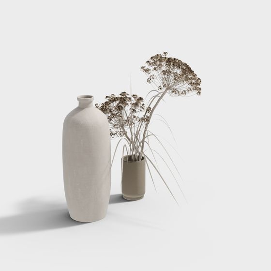 Elegant Minimalist Flower Vases 3D model