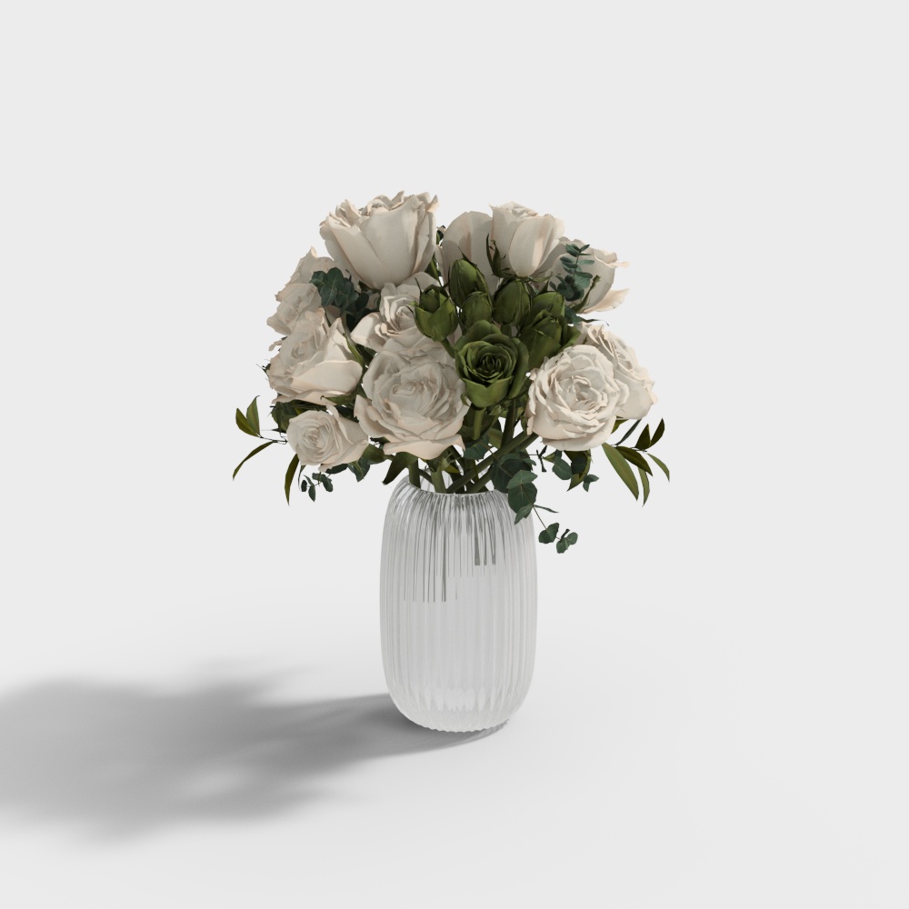 Modern Vase Floral Ornaments-White Vase