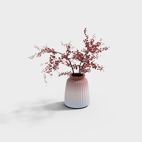 Beautiful Winter Red Plum Blossom 3D model
