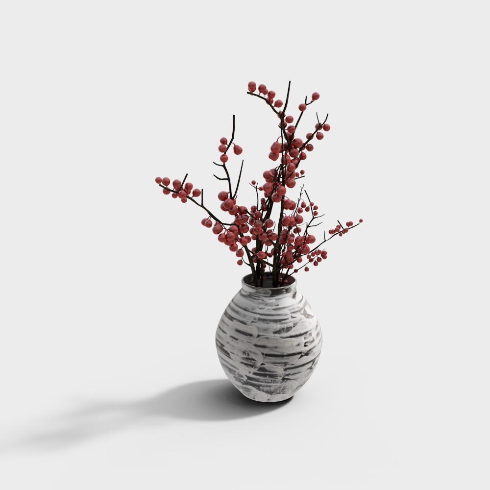 Цветы в красной вазе