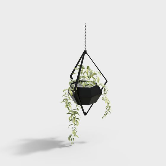 Modern Black Hanging Basket 3D Model
