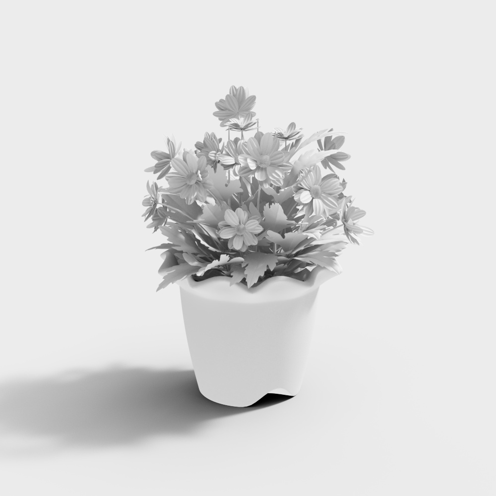 Daisy in a Pot Low-Poly 3D model