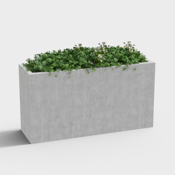 Stylish Concrete Planter 3D model for Urban Spaces