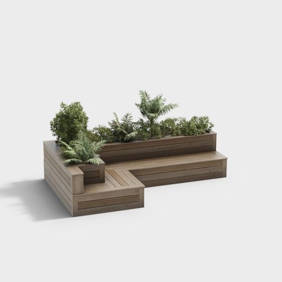 Modern Outdoor Flower Beds 3D Model in Black