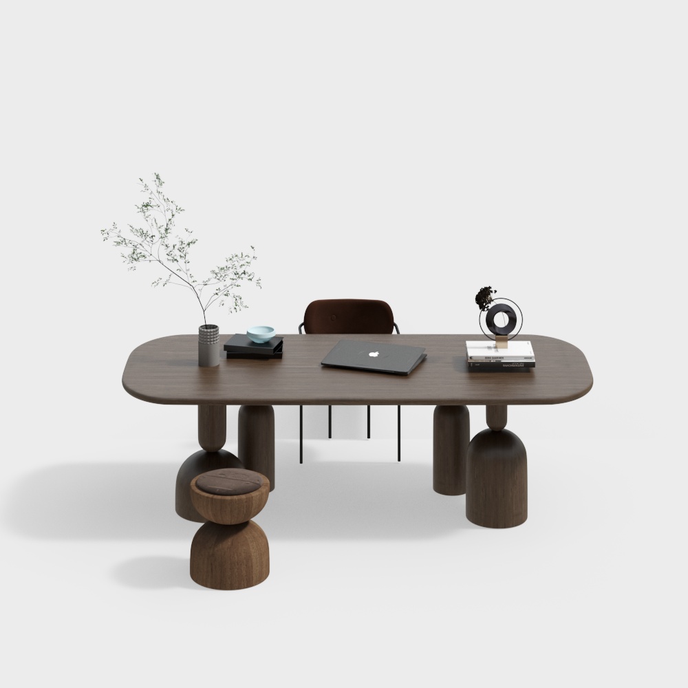 Sleek Modern Dining Table 3D Model – Wooden Design