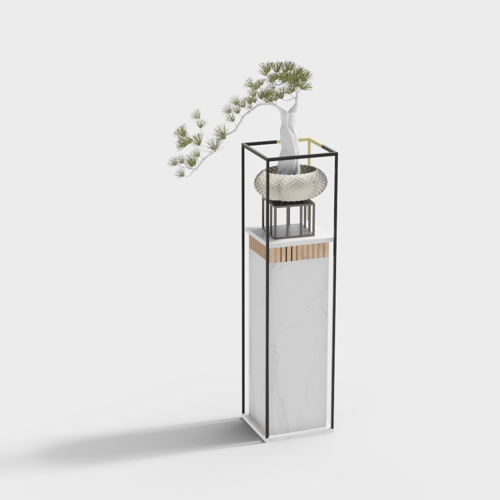 New Chinese style light luxury company lobby front desk-green plants