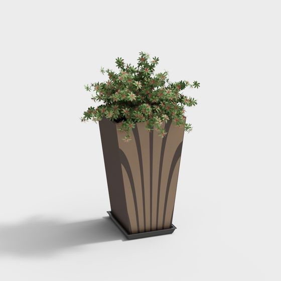 Modern Planter and Plant 3D model