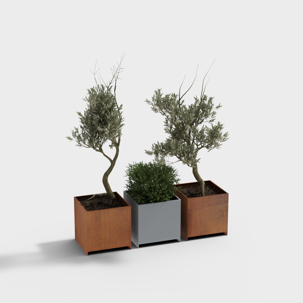 Modern flower box greenery