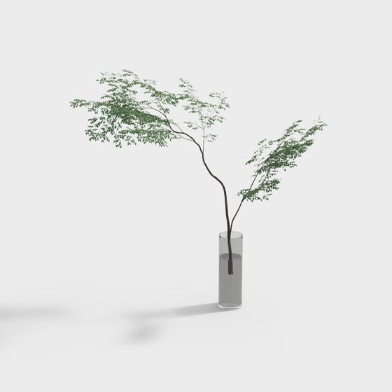 Vibrant 3D Model of a Tree in a Glass Bottle