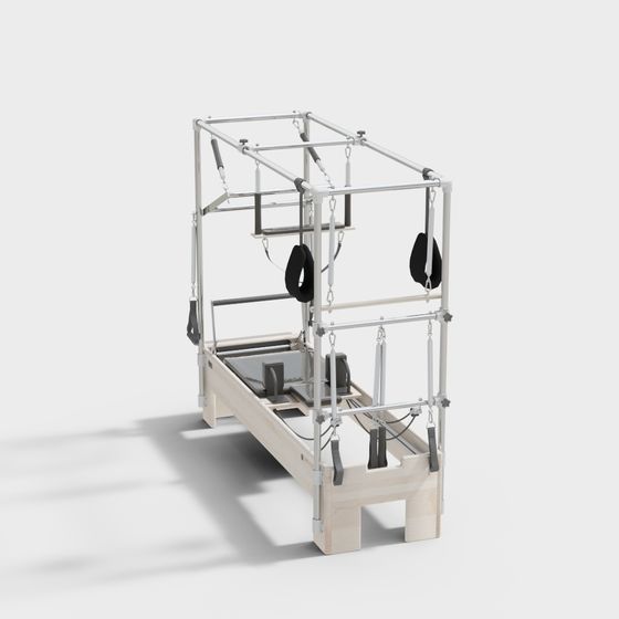 Realistic Pilates Reformer 3D model for Fitness Projects