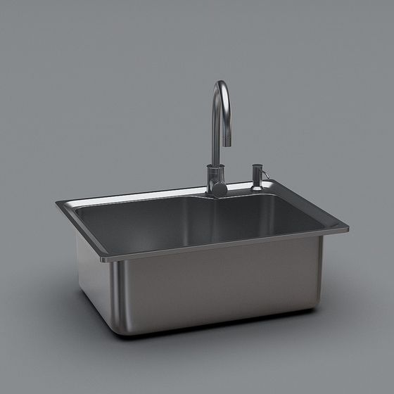 Sleek Stainless Steel Sink 3D Model