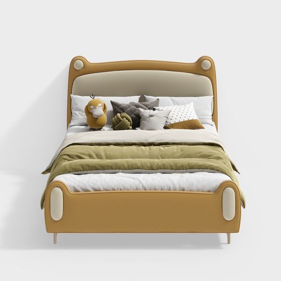 Charming Low-Polygon Bed 3D model for Modern Interiors