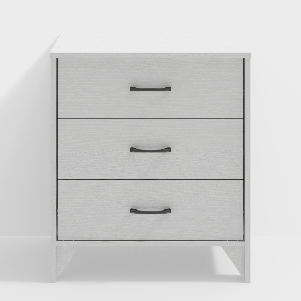 3단 서랍 수납장 (흰색)