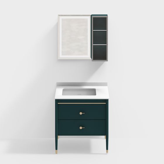 Elegant Low-Poly Bathroom Cabinet 3D model