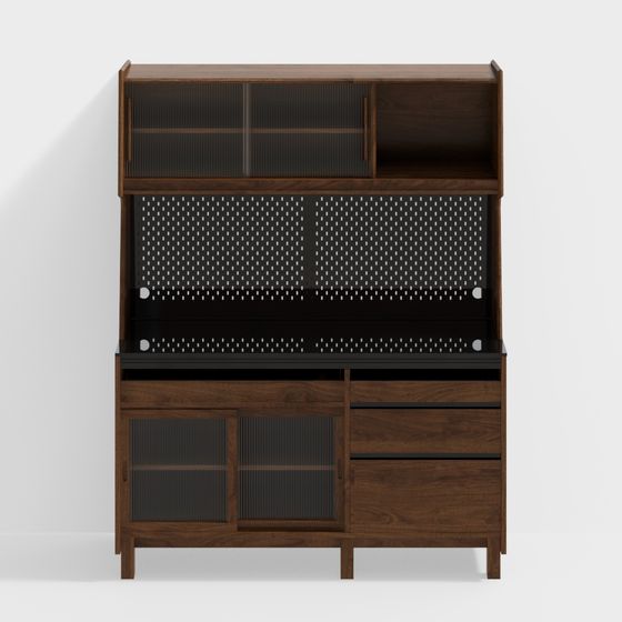 Stylish Mid-Century Display Cabinet 3D model