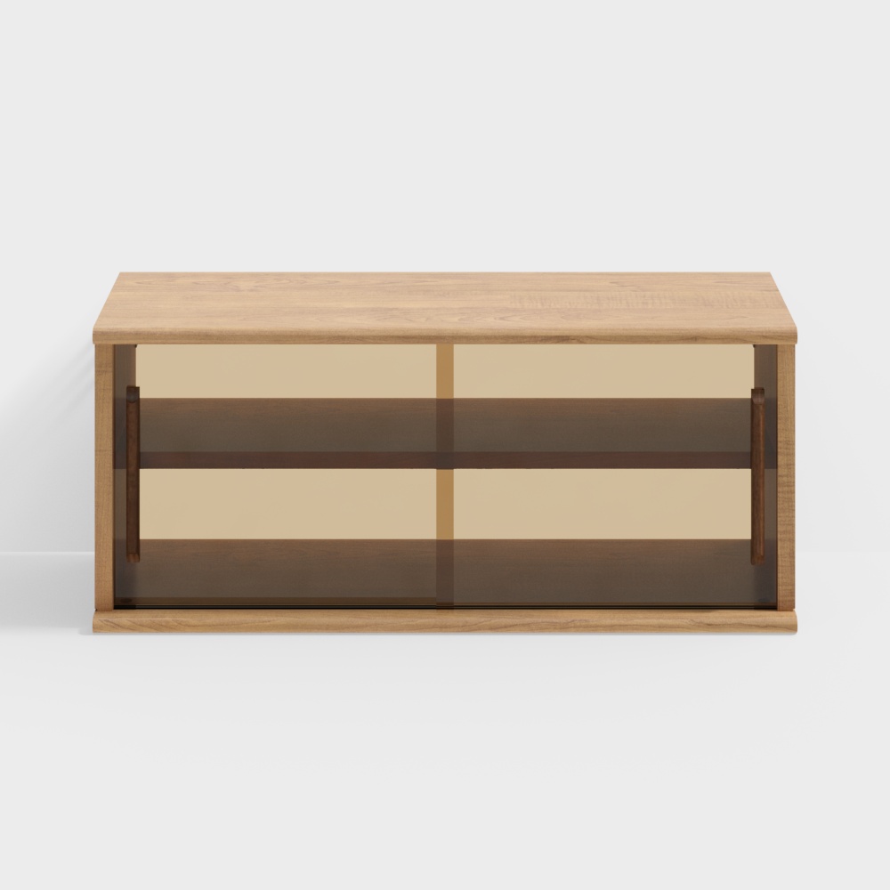 Glass Wood Frame TV Cabinet 3D model