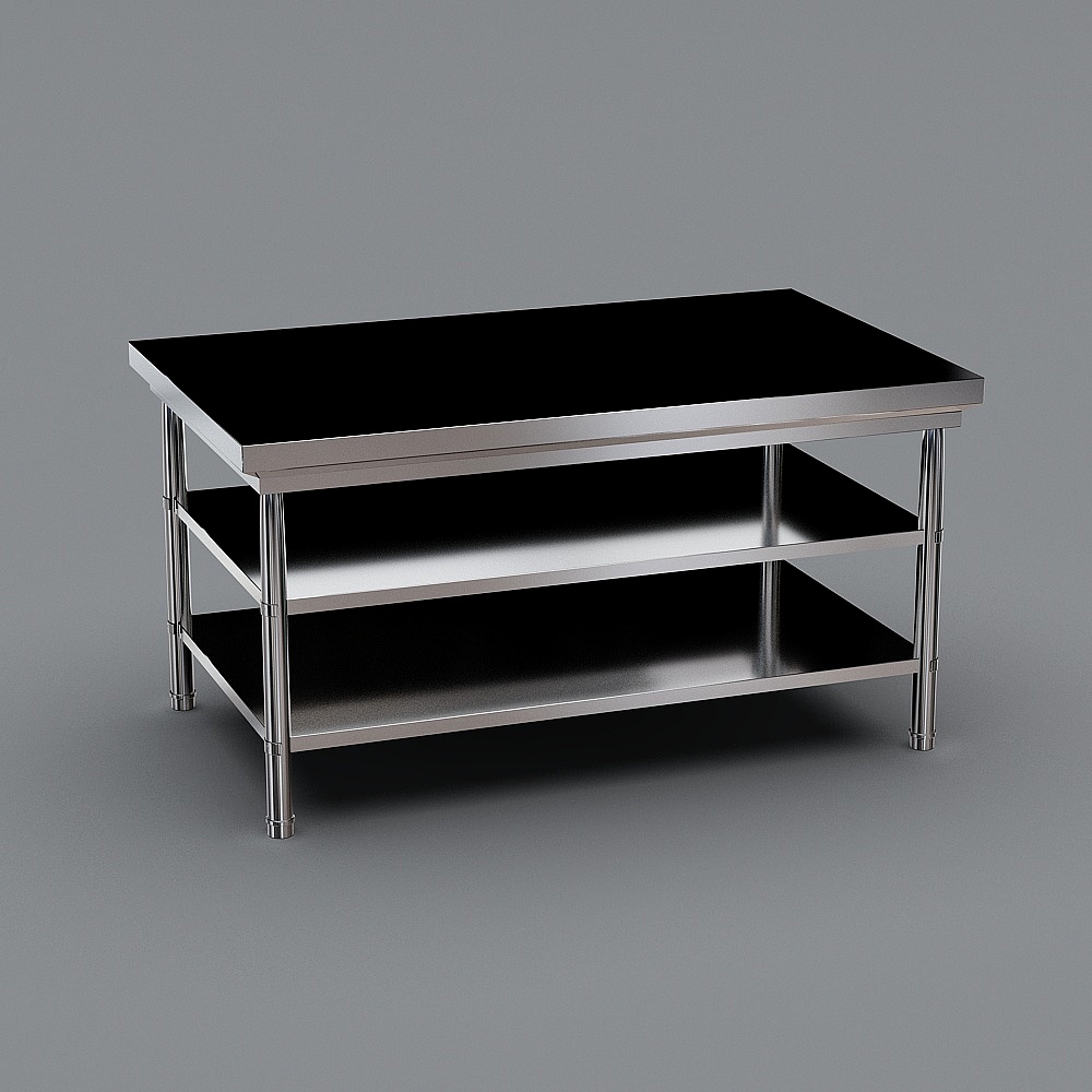 Stainless steel kitchen workbench-three-layer assembly