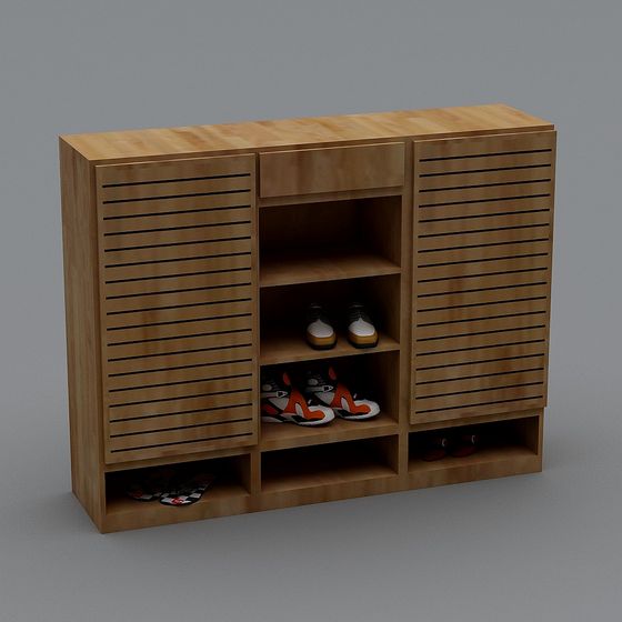 Stylish Low-Polygon Shoe Cabinet 3D model