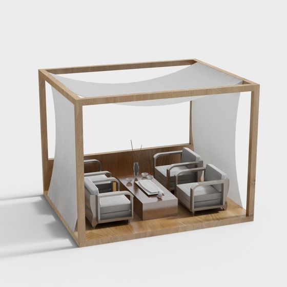 Elegant Low Polygon Living Room 3D model