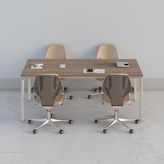 Modern Minimalist Conference Table and Chairs 3D model