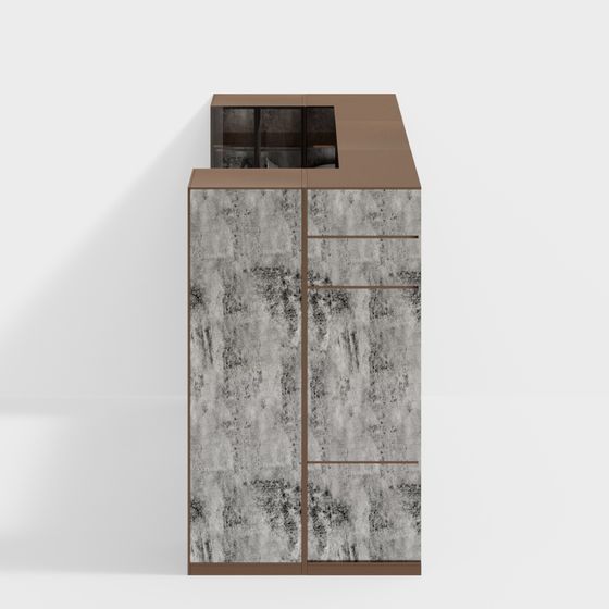 Stylish Concrete Texture Trash Can 3D model