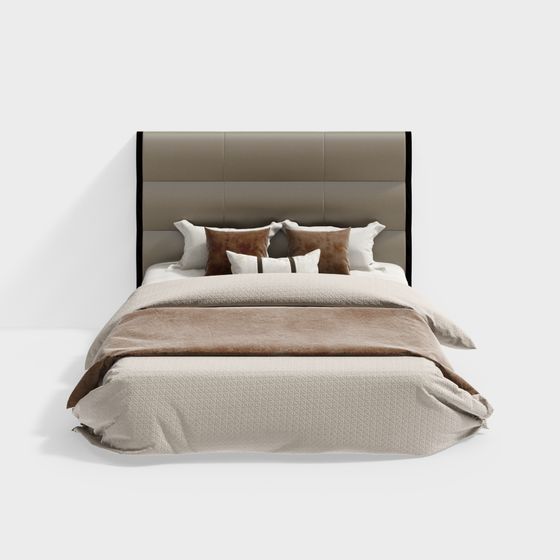 Stylish Low-Poly Bed 3D Model for Contemporary Spaces