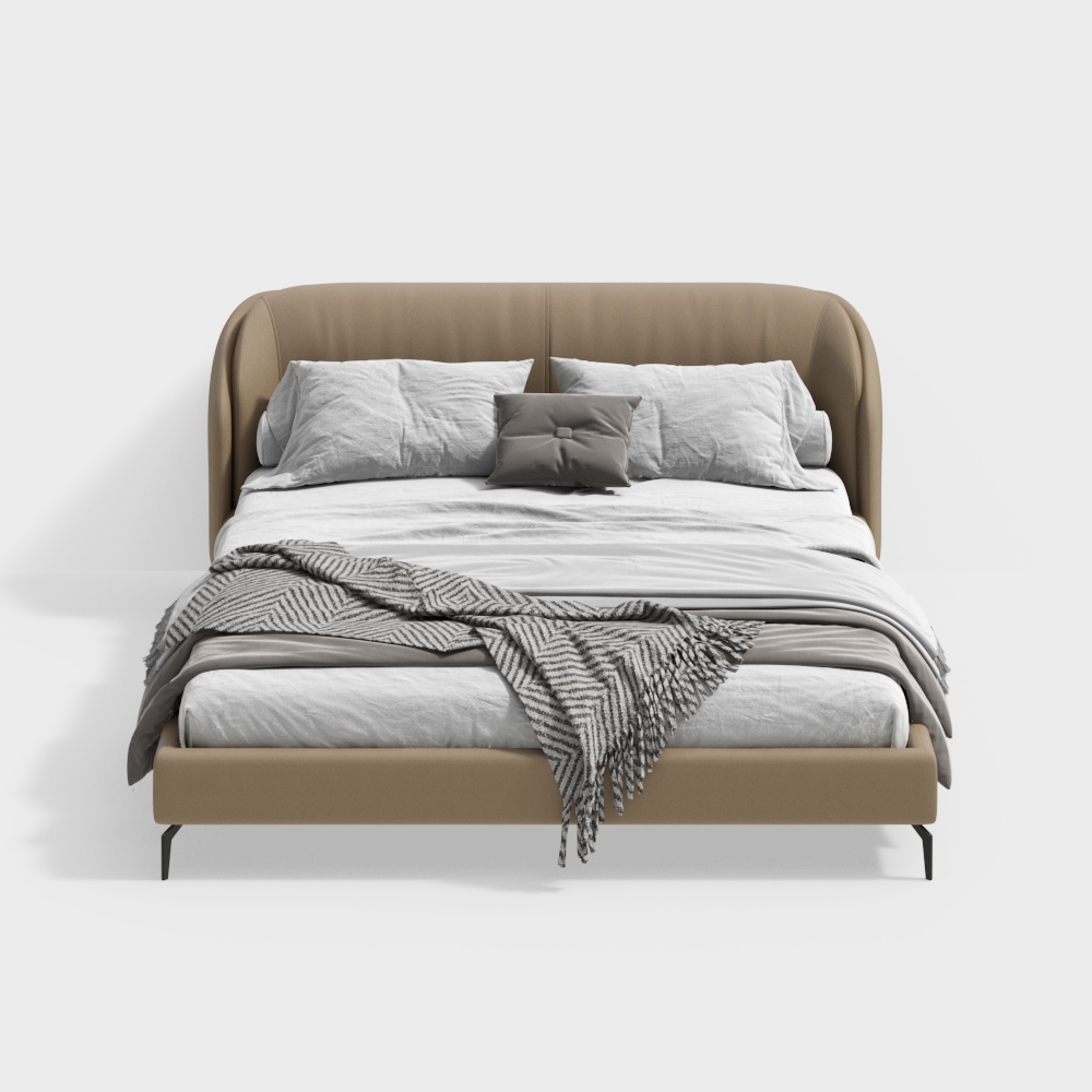 Urban Retreat Bed 3D Model – Low-Poly Modern Design