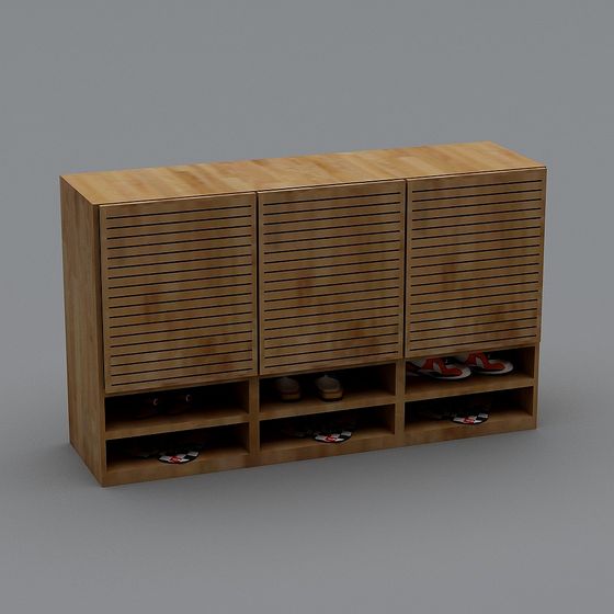 Stylish Low-Polygon Shoe Cabinet 3D model