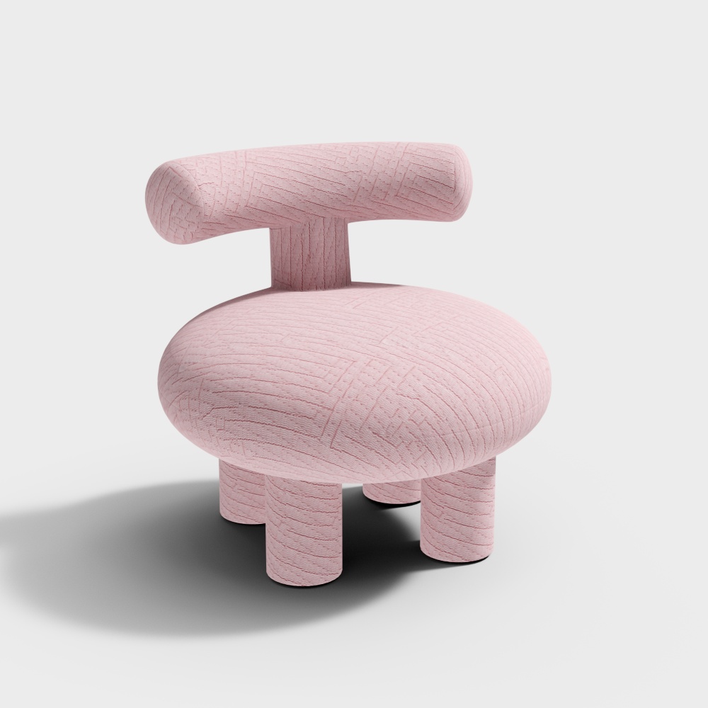 Stylish Pink Low-Poly Seating – Minimalist 3D Chair Model