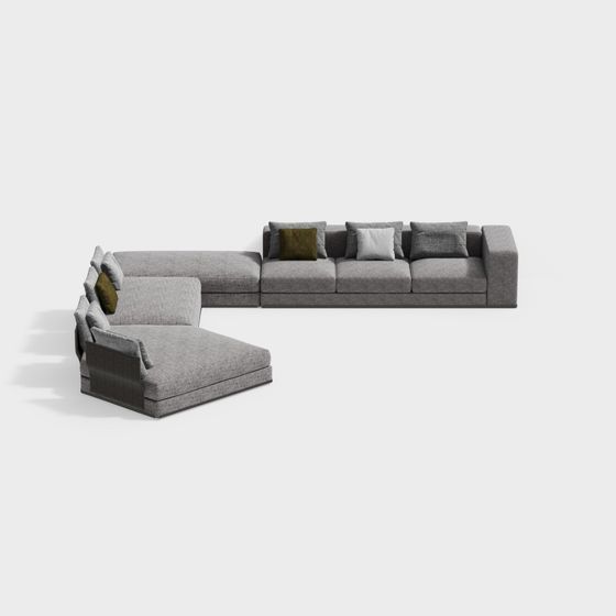Stylish Low-Polygon Sofa 3D model for Modern Interiors
