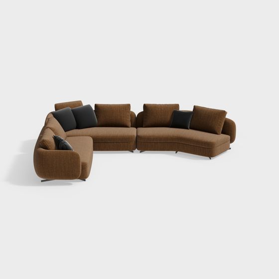 Chic Low-Polygon Sofa 3D model for Stylish Living Spaces