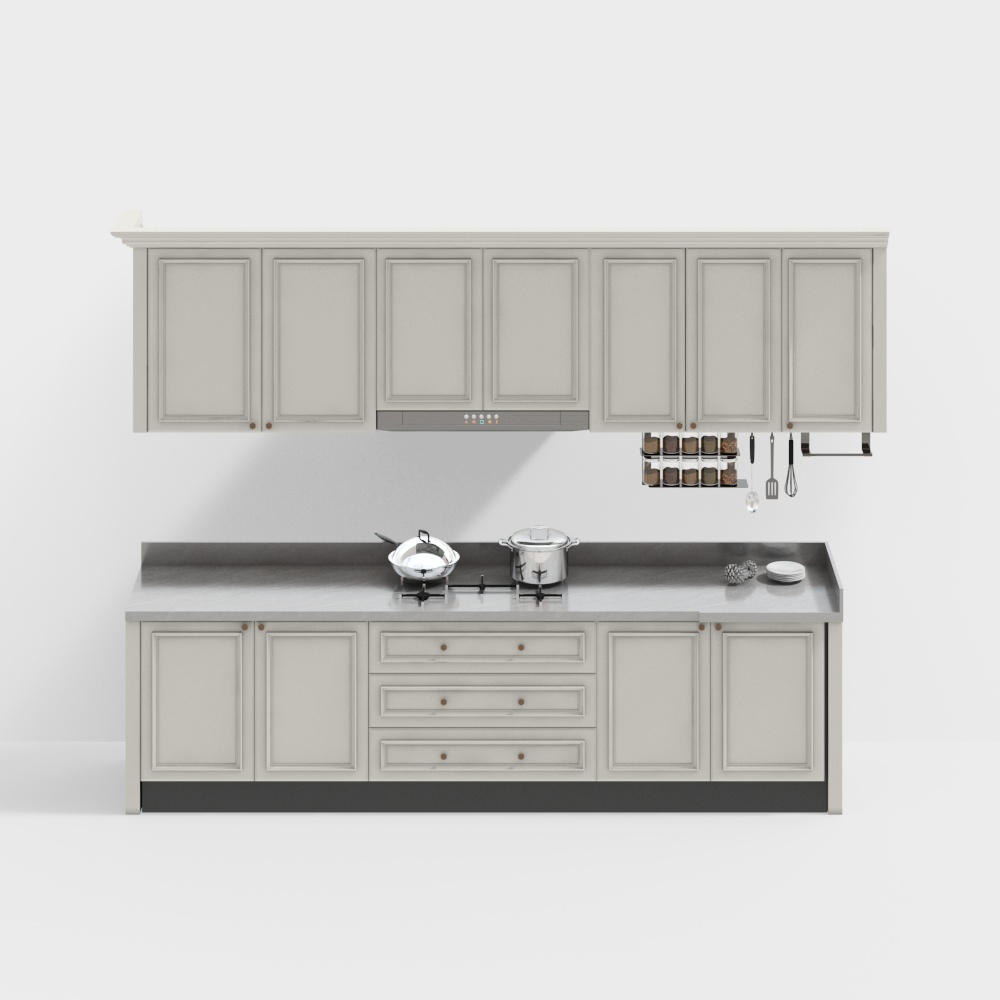 Elegant Low-Poly Kitchen Cabinet – Modern Textured Design