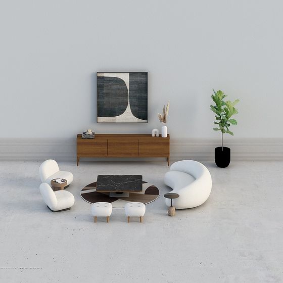 Urban Living Room 3D model for Contemporary Design
