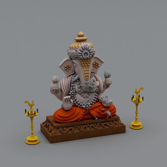 Ganesha Statue 3D Model - High Detail Design