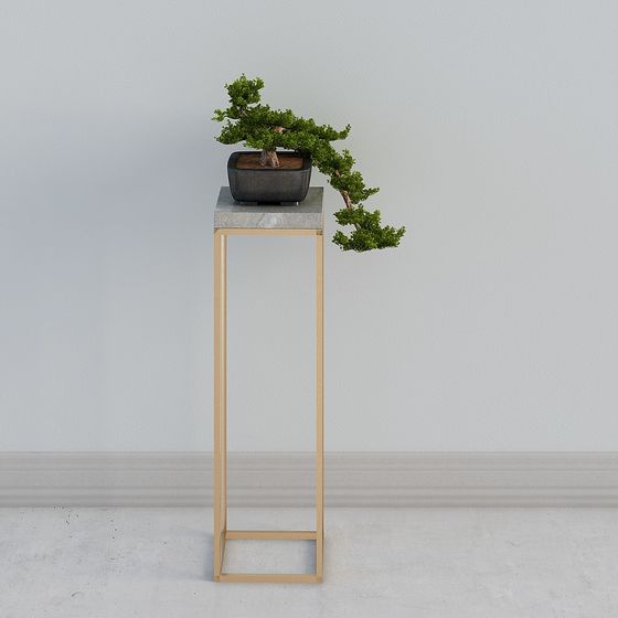 Minimalist Flower Stand and Bonsai Combination 3D model