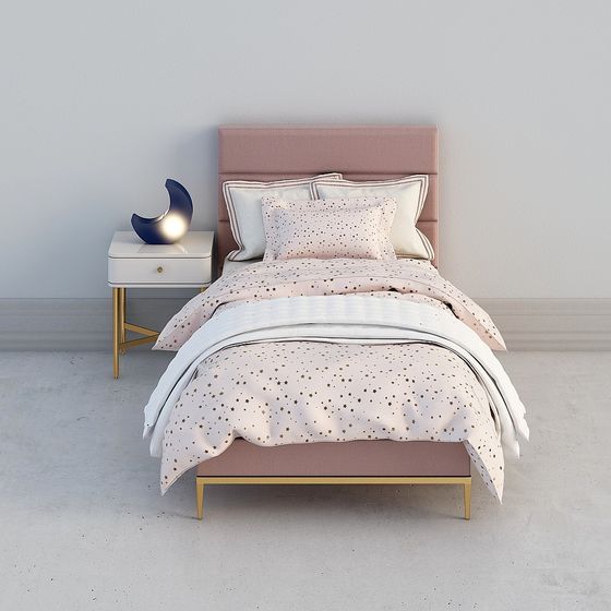 Charming Modern Bed 3D model with Elegant Details