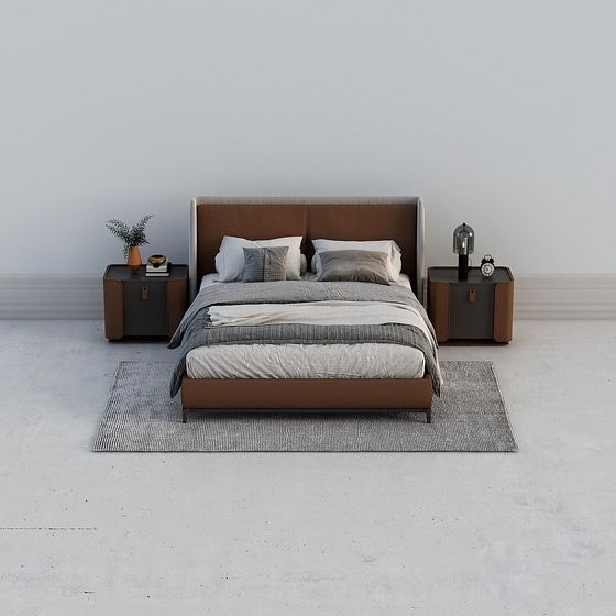 Stylish Modern Low-Polygon Bed 3D model